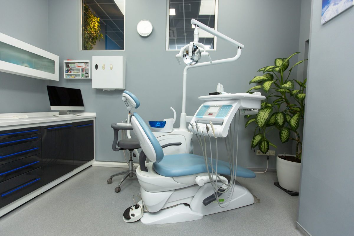Bright treatment room with a plant by the window